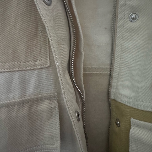 Zara Gabardine olive Cream Textured Jacket M - Picture 14 of 14